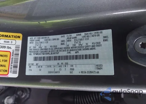 2024 Ford Bronco Big Bend из США, поврежденный, VIN 1FMDE7BH9RLB38707